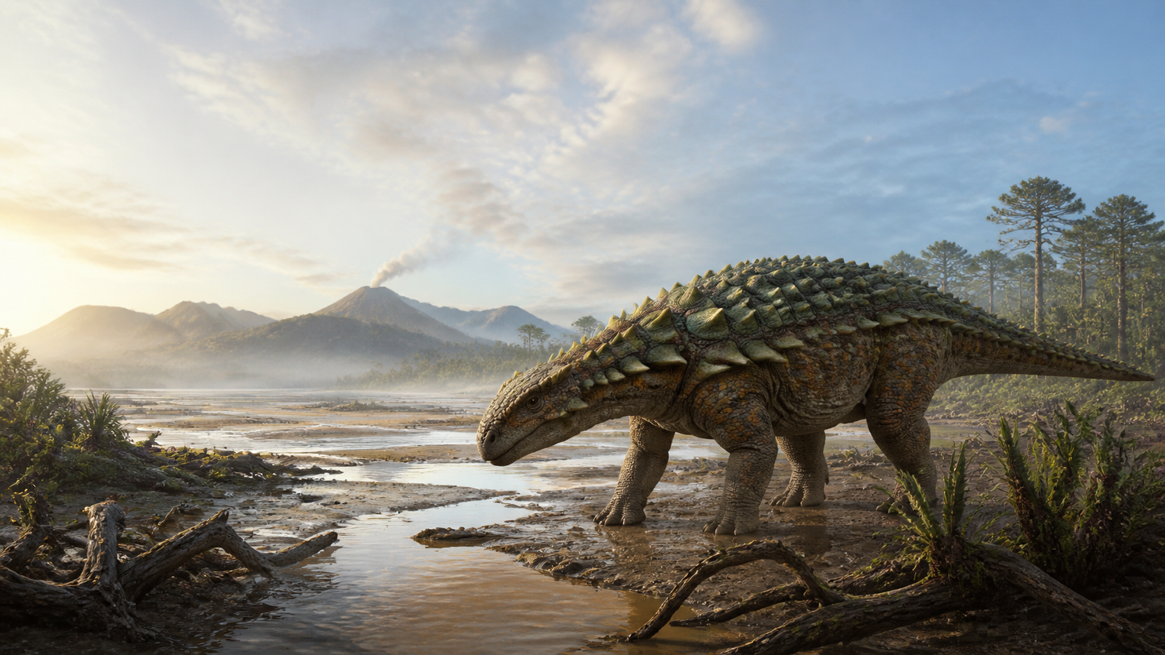 Nipponopelta yezoensis walking through a Late Cretaceous coastal wetland in Japan
