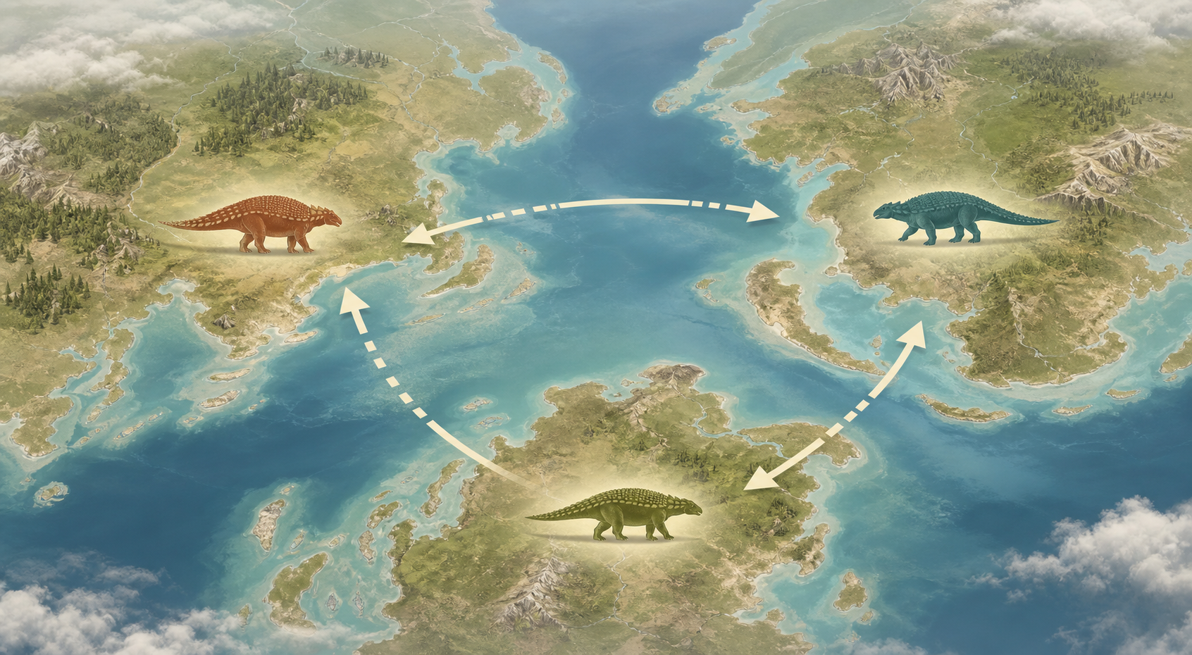 Conceptual map illustration of Nipponopelta yezoensis dispersal between ancient coastal regions