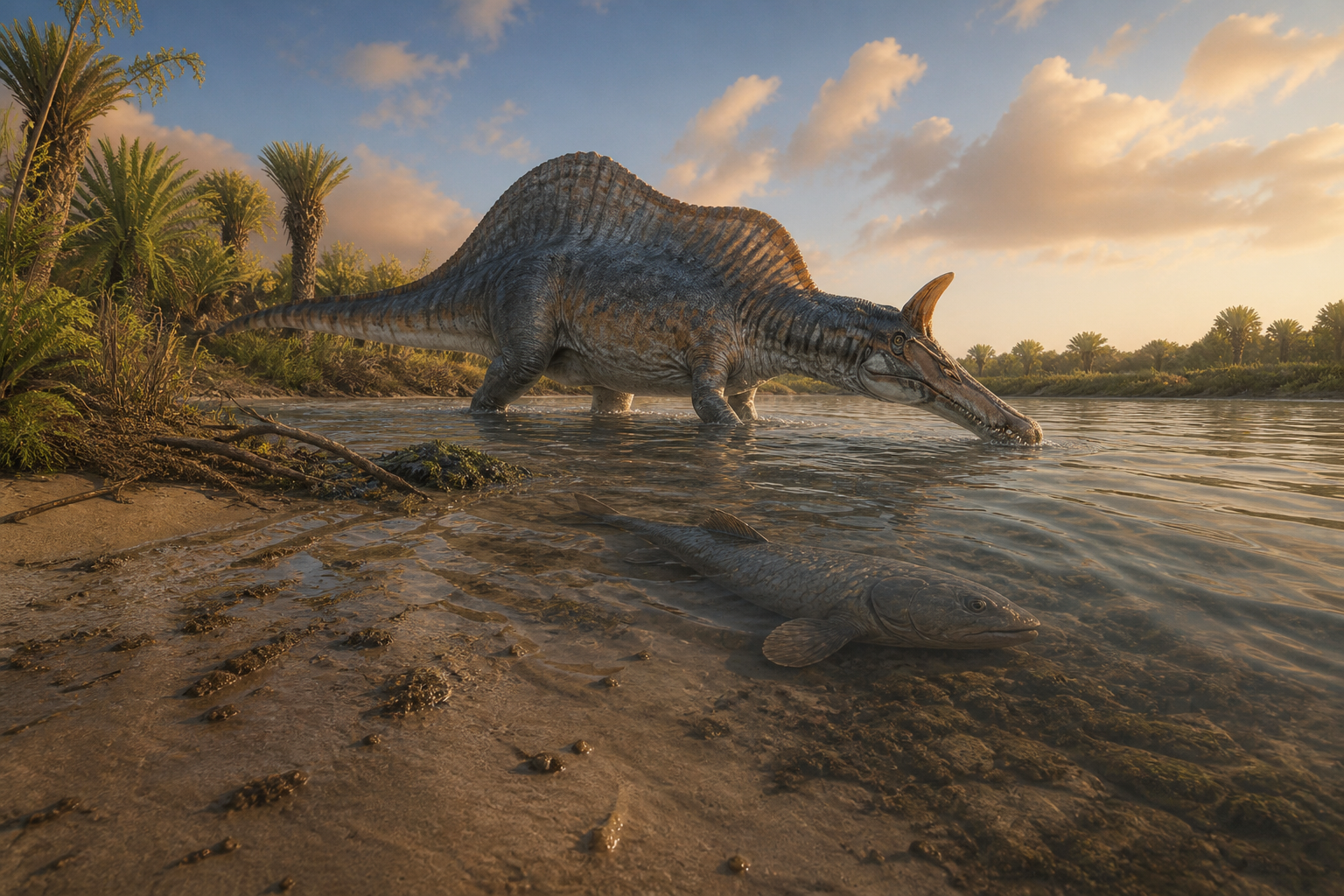 Ancient inland river habitat of Spinosaurus mirabilis in the Cretaceous Sahara